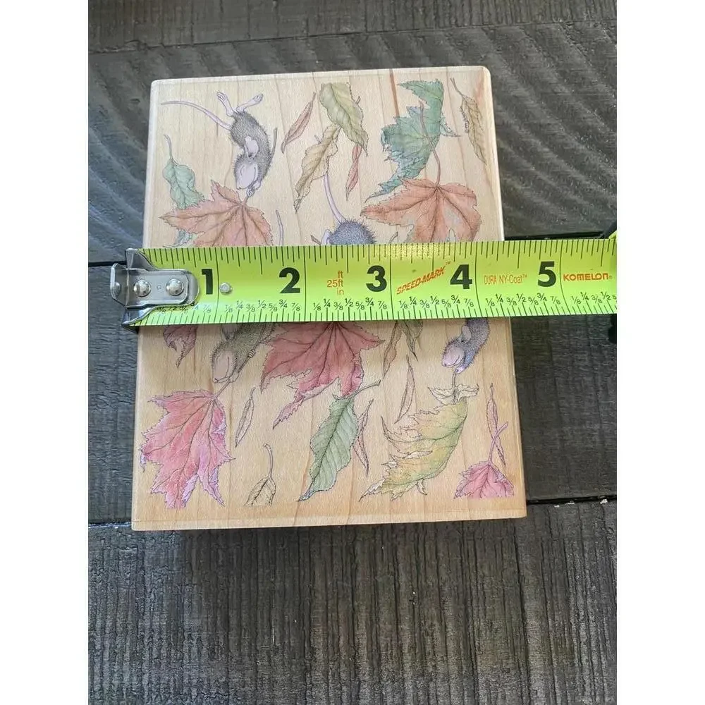 House Mouse Fall Commuters 2003 wood block rubber stamp